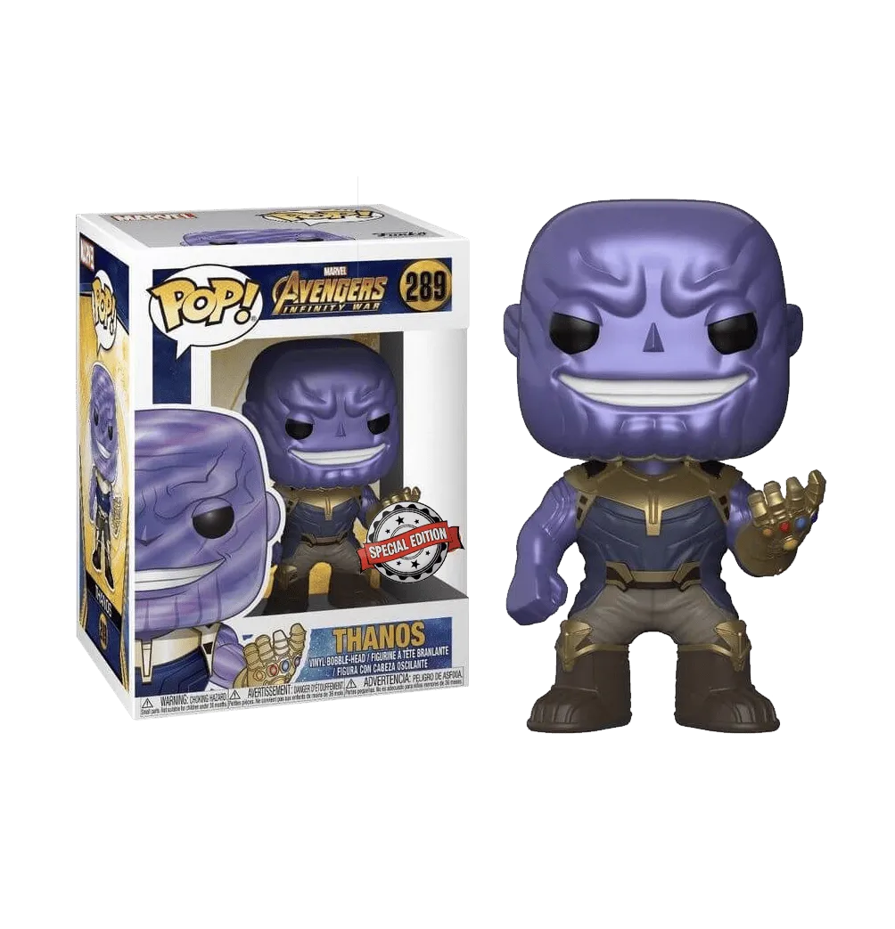 Funko Pop Thanos #289 – der Titan mit der Infinity-Handschuh in Sammleroptik.