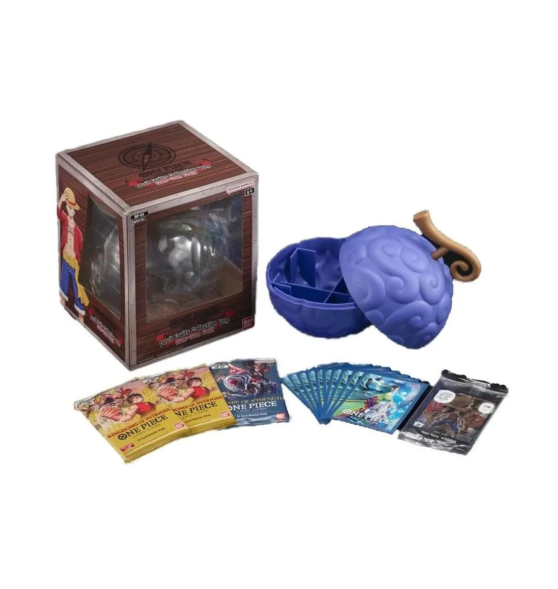 One Piece Devil Fruits Collection Vol. 1 Verpackung – Rückseite mit Infos zur Gomu Gomu no Mi.