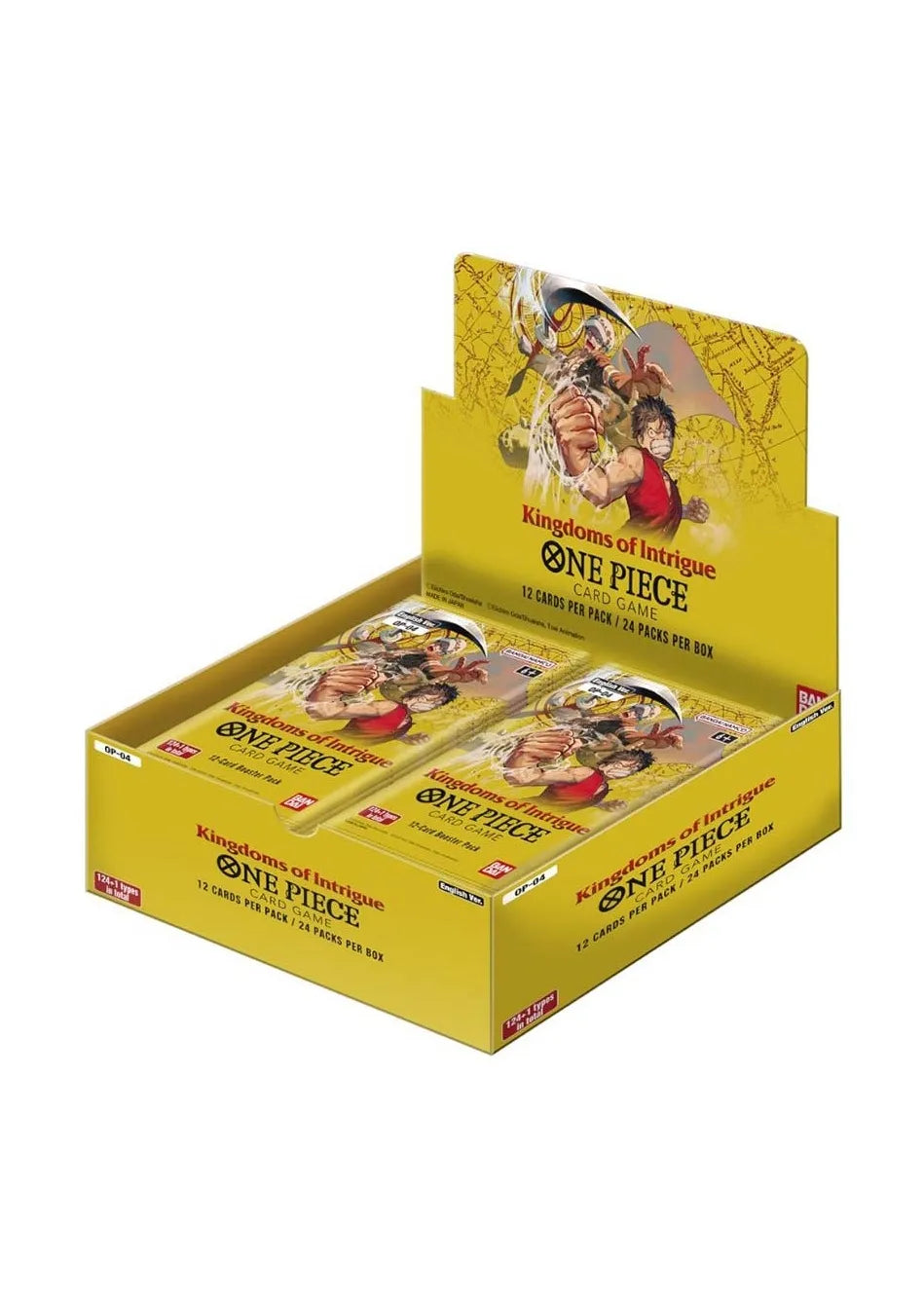 One Piece OP-04 Kingdom of Intrigue Display Englisch/Japanisch – volle Display-Box mit Karten aus Dress Rosa & Co.