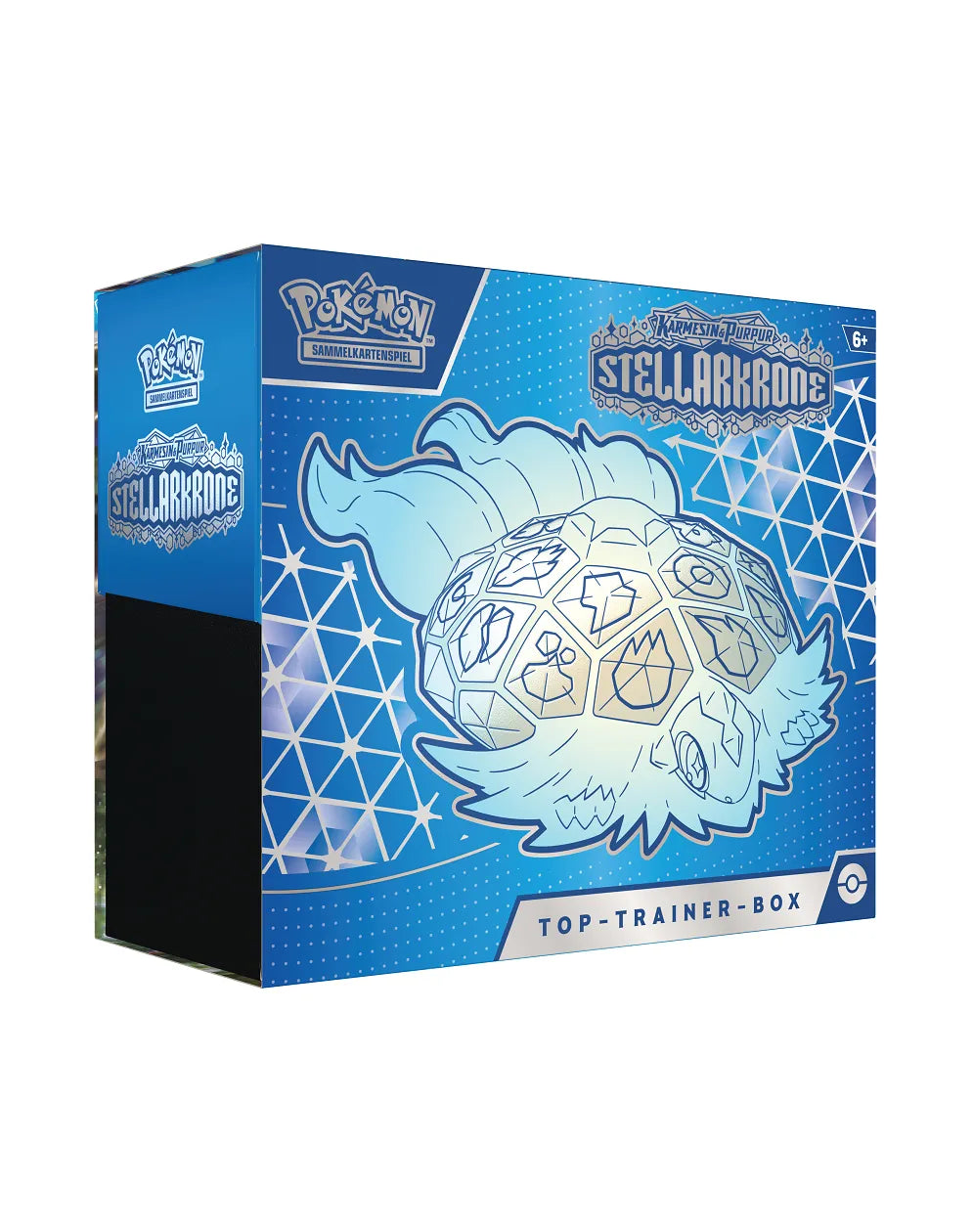 Pokémon Karmesin & Purpur Stellarkrone Top Trainer Box Deutsch – exklusive Karten und Zubehör für Sammler.