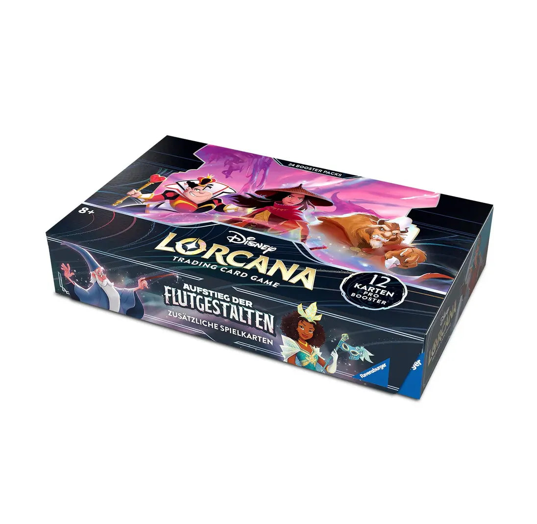 Disney Lorcana Aufstieg der Flutgestalten Display Deutsch – komplette Box voller neuer Lorcana-Karten.