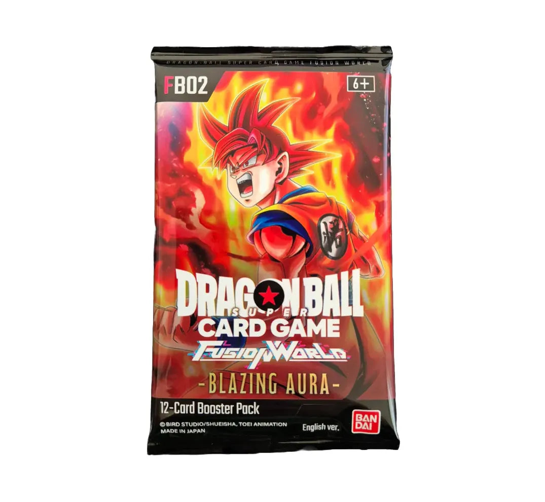 Dragon Ball Super Blazing Aura FB02 Booster Englisch – Einzelbooster voller Energie und Power.