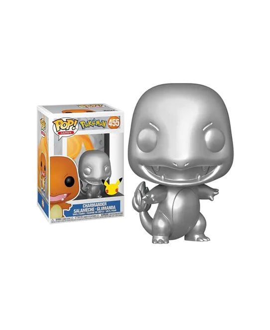 Funko Pop Glumanda Silber #455 – limitierte Metallic-Version des Feuer-Pokémons.