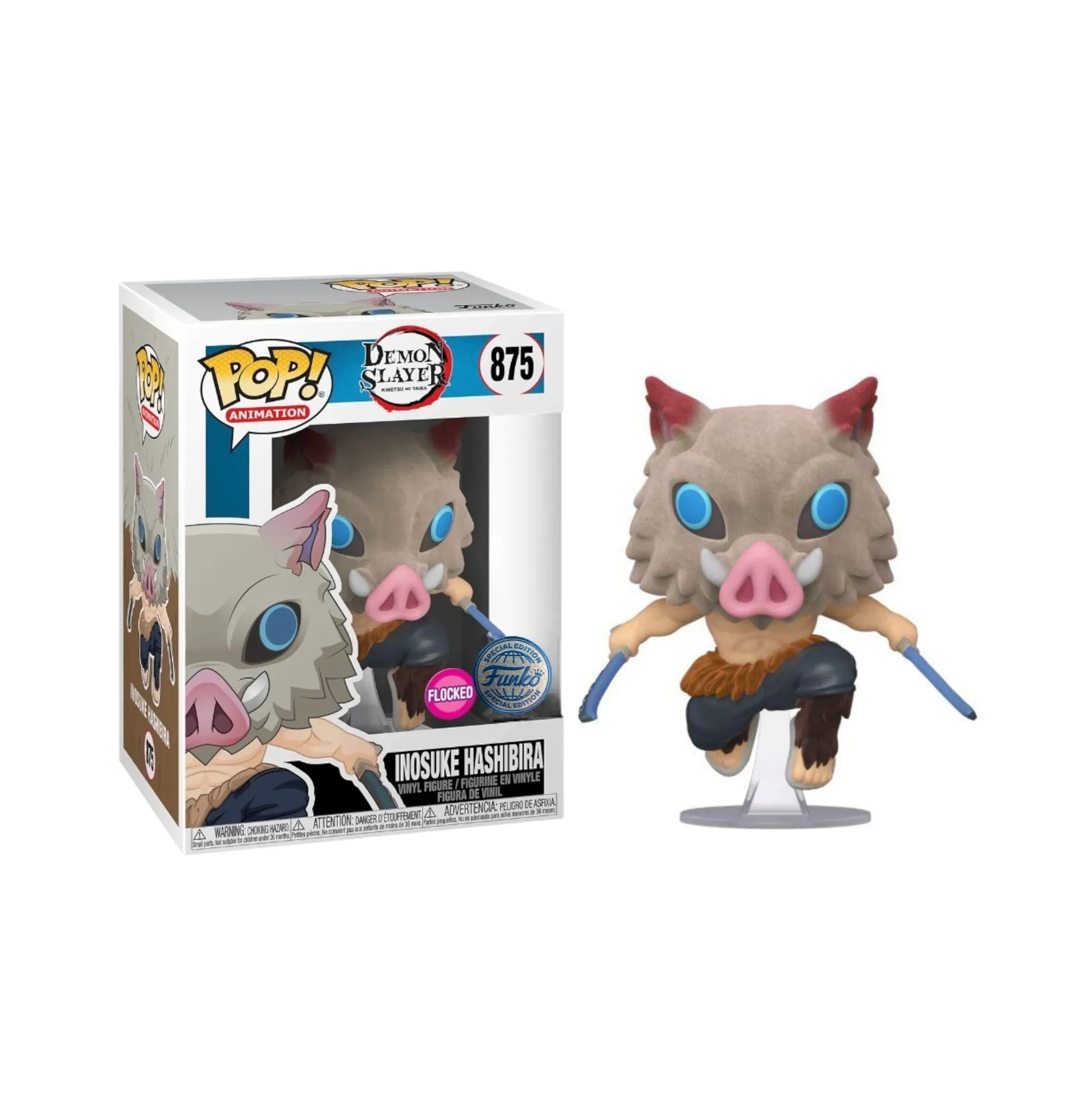 Funko Pop Inosuke Hashibira #875 – wilder Krieger mit Ebermaske aus Demon Slayer.