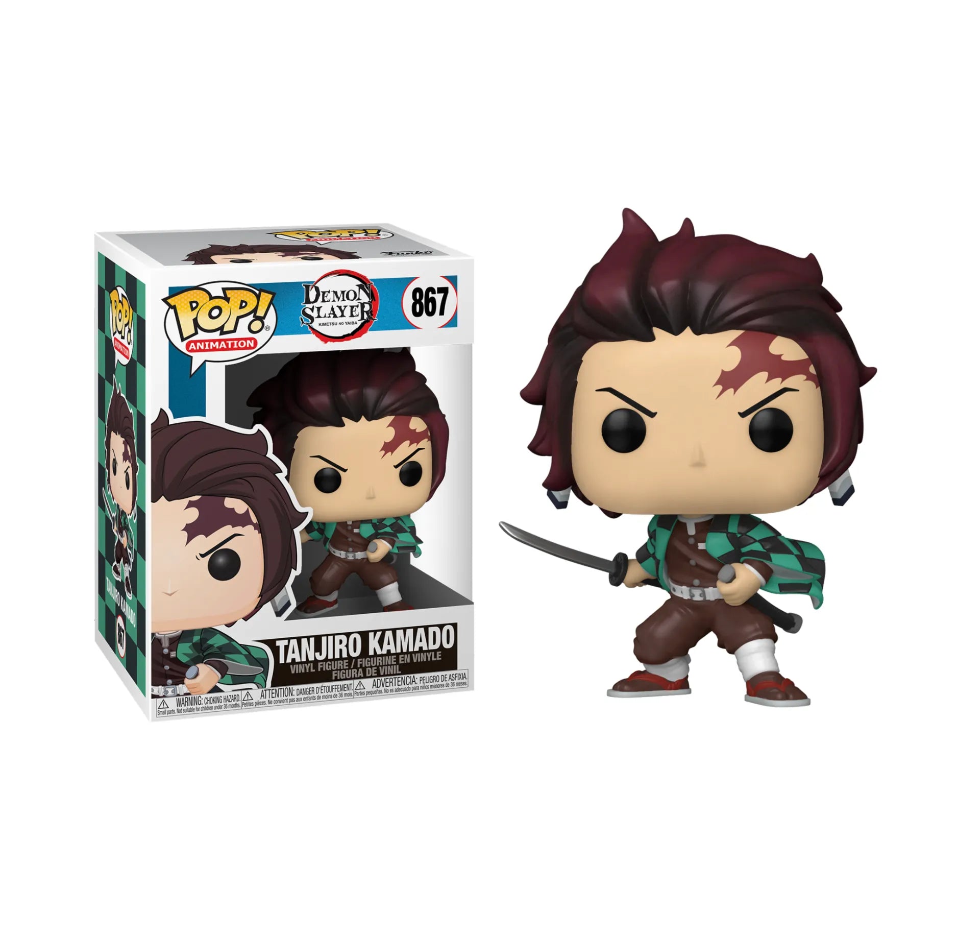 Funko Pop Tanjiro Kamado #867 – entschlossener Dämonenjäger mit ikonischem Look.