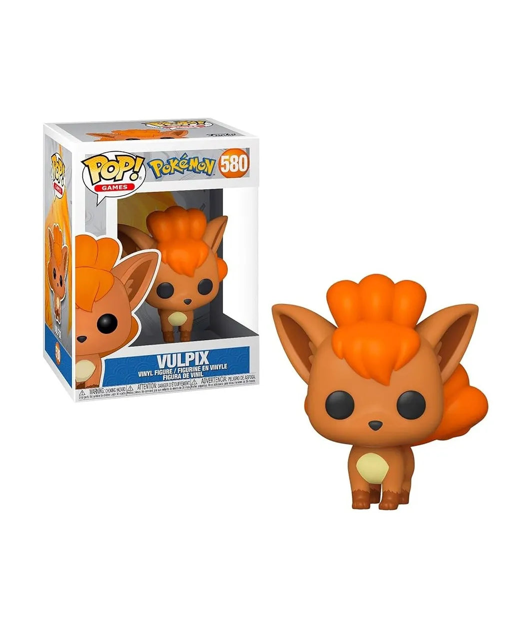 Funko Pop Vulpix #580 – Fuchs-Pokémon mit niedlichem, gelocktem Schweif.